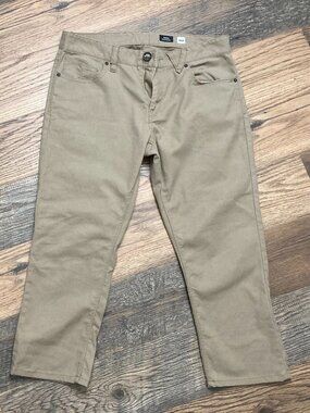 VOLCOM Vorta Slim Straight Leg Beige Denim Jeans  crop Boy's Size 33 L24